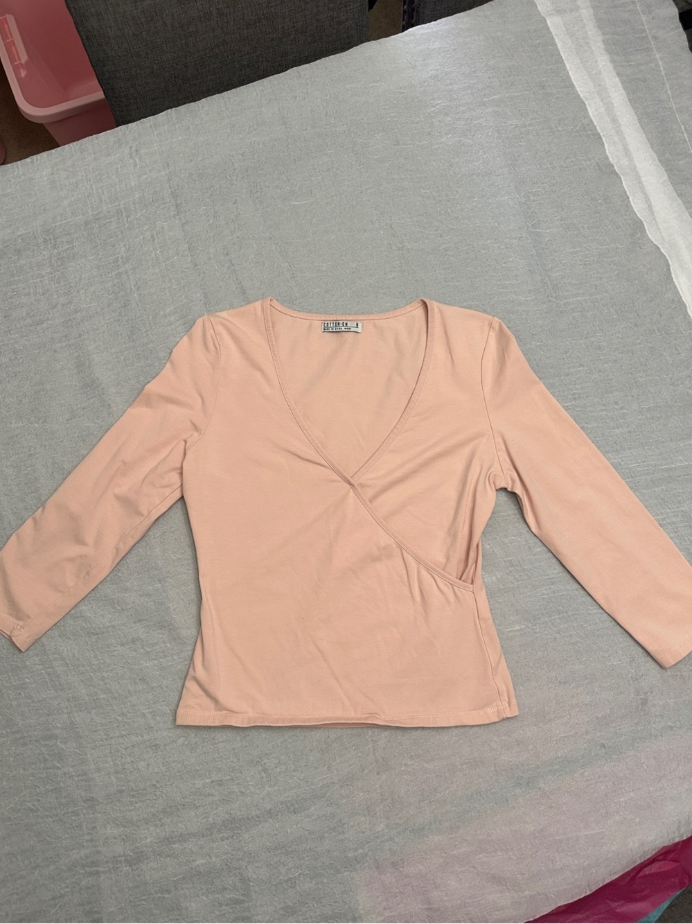 Cotton On Wrap-Front Long Sleeve Top - Blush